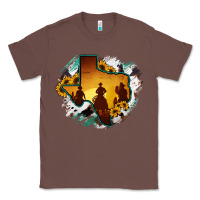 Chestnut Horsehide Texas Map Cowboys Flag Classic Tee - RanaPortraitStore