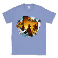 Colony Blue Horsehide Texas Map Cowboys Flag Classic Tee - RanaPortraitStore