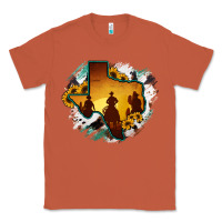 Copper Horsehide Texas Map Cowboys Flag Classic Tee - RanaPortraitStore