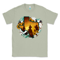 Matcha Horsehide Texas Map Cowboys Flag Classic Tee - RanaPortraitStore