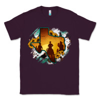 Plum Horsehide Texas Map Cowboys Flag Classic Tee - RanaPortraitStore