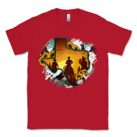 Red Horsehide Texas Map Cowboys Flag Classic Tee - RanaPortraitStore
