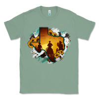 Sage Horsehide Texas Map Cowboys Flag Classic Tee - RanaPortraitStore