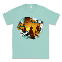 Seafoam Horsehide Texas Map Cowboys Flag Classic Tee - RanaPortraitStore