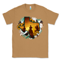 Toasted Coconut Horsehide Texas Map Cowboys Flag Classic Tee - RanaPortraitStore