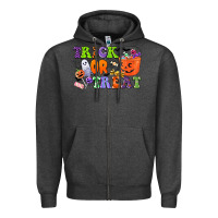 Charcoal Heather trick or treat Zipper Hoodie - CowGirlArtShop