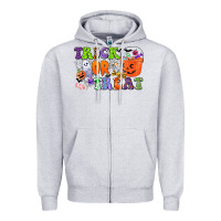 Heather Grey trick or treat Zipper Hoodie - CowGirlArtShop