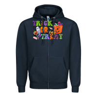 Navy trick or treat Zipper Hoodie - CowGirlArtShop