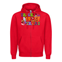 Red trick or treat Zipper Hoodie - CowGirlArtShop