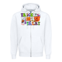 White trick or treat Zipper Hoodie - CowGirlArtShop