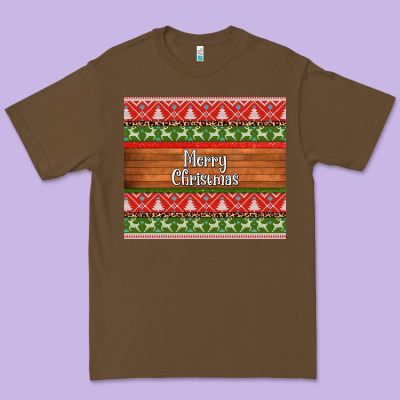 Merry Christmas Knitted Reindeer Pattern Premium Tee Designed By Jasminsmagicworld
