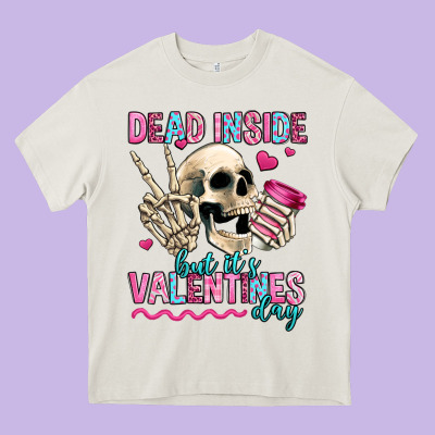 Dead Inside But It's Valentines Day Heavy Core Tee Designed By Jasminsmagicworld