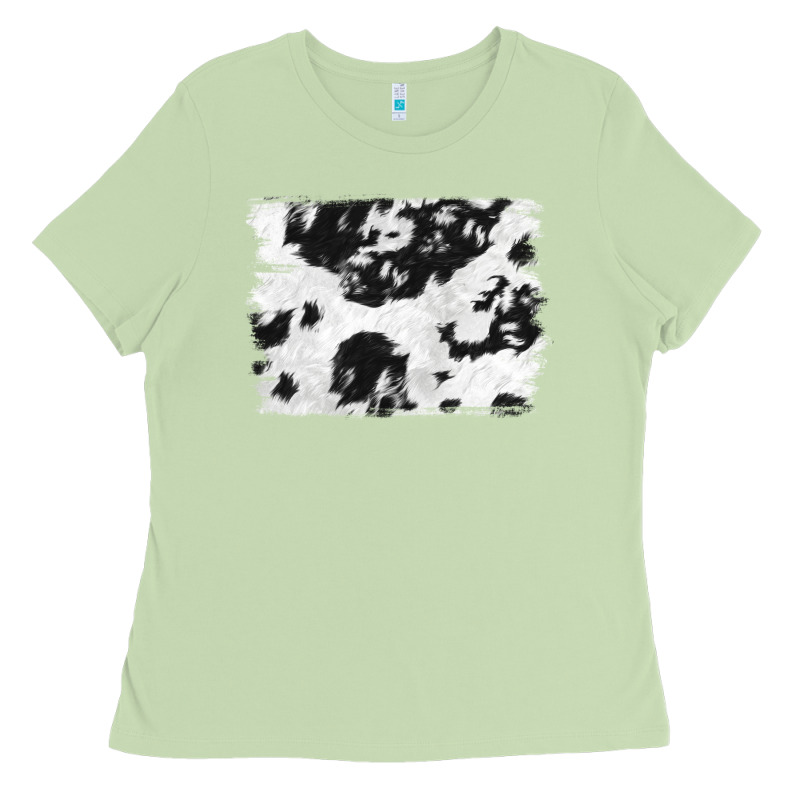 Black And White Cowhide Backround Ladies Tee by NancyCooperArtShop | Teevron