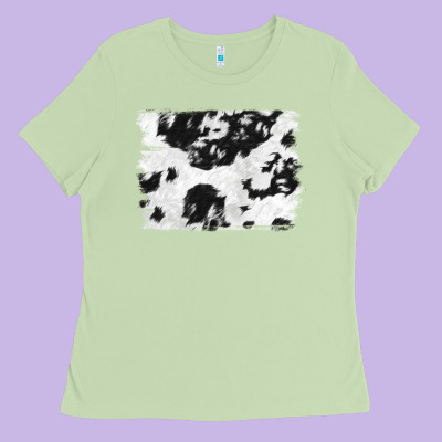 Black And White Cowhide Backround Ladies Tee Designed By Nancycooperartshop