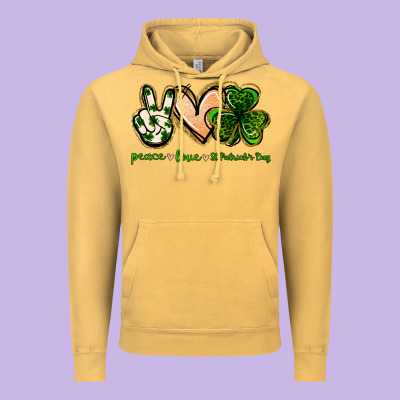 Peace Love St.patrick's Day Vintage Hoodie Designed By Jasminsmagicworld
