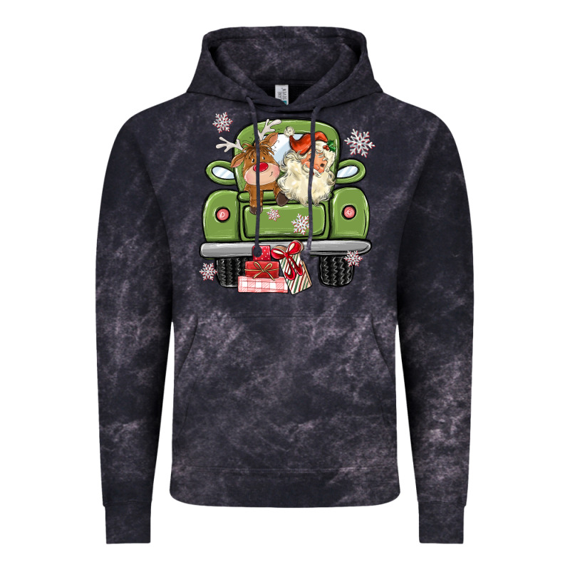 Christmas Santa And Reindeer Truck Vintage Hoodie by MaliasSmallBusiness | Teevron