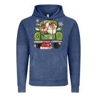 Vintage Denim christmas santa and reindeer truck Vintage Hoodie - MaliasSmallBusiness