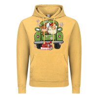 Vintage Mustard christmas santa and reindeer truck Vintage Hoodie - MaliasSmallBusiness