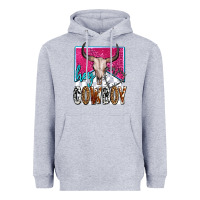 Heather Grey western hey cowboy Heavyweight Hoodie - OliviaCreatesArt