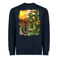 Navy western boots with cactus and desert Heavyweight Sweatshirt - RanaPortraitStore