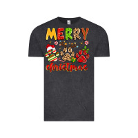 Vintage Black merry christmas paws Vintage Tee - MaliasSmallBusiness