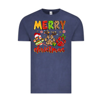 Vintage Denim merry christmas paws Vintage Tee - MaliasSmallBusiness