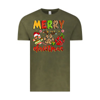 Vintage Olive merry christmas paws Vintage Tee - MaliasSmallBusiness