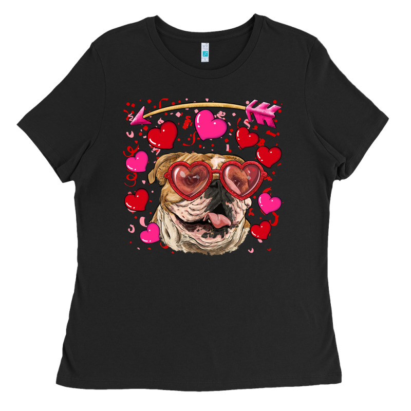 Valentine's Day  Brown English Bulldog Ladies Tee by RanaPortraitStore | Teevron