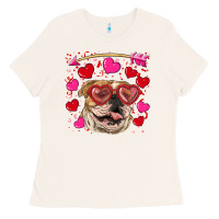 Bone valentine's day  brown english bulldog Ladies Tee - RanaPortraitStore