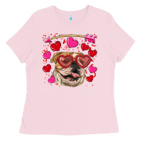 Bubblegum Pink valentine's day  brown english bulldog Ladies Tee - RanaPortraitStore