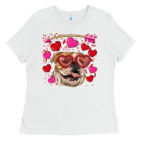 White valentine's day  brown english bulldog Ladies Tee - RanaPortraitStore