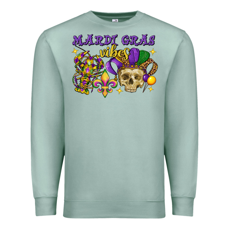 Mardi Gras Vibes Skull Premium Sweatshirt by FaDigitalArtStudio | Teevron