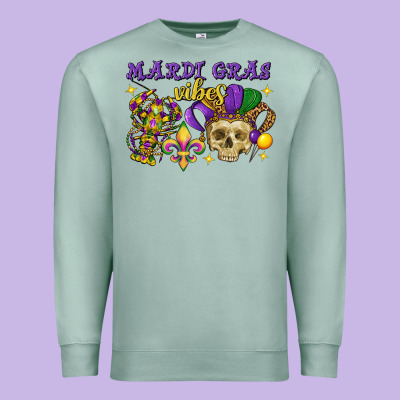 Mardi Gras Vibes Skull Premium Sweatshirt Designed By Fadigitalartstudio