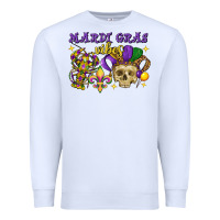 White Mardi Gras vibes skull Premium Sweatshirt - FaDigitalArtStudio