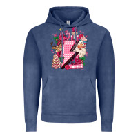 Vintage Denim pink christmas lightning bolt Vintage Hoodie - MaliasSmallBusiness