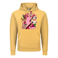 Vintage Mustard pink christmas lightning bolt Vintage Hoodie - MaliasSmallBusiness