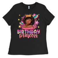 Black birthday princess with afro girl Ladies Tee - NancyCooperArtShop