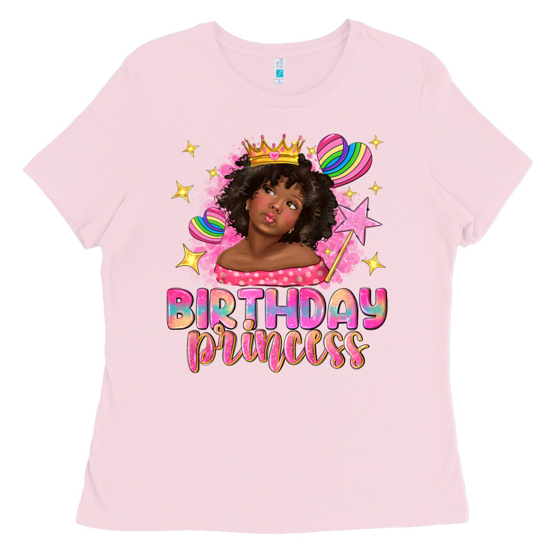 Birthday Princess With Afro Girl Ladies Tee by NancyCooperArtShop | Teevron