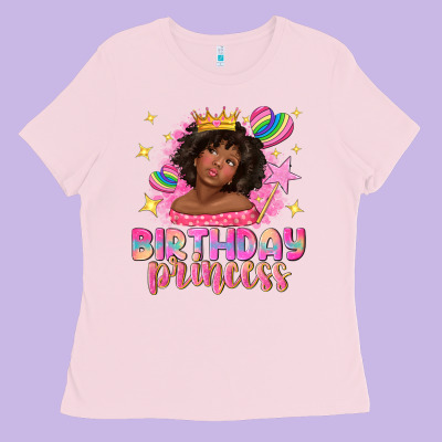 Birthday Princess With Afro Girl Ladies Tee Designed By Nancycooperartshop