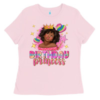 Bubblegum Pink birthday princess with afro girl Ladies Tee - NancyCooperArtShop