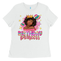 White birthday princess with afro girl Ladies Tee - NancyCooperArtShop