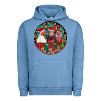 Pigment Pebble Blue Chickens Urban Hoodie - CowhideDigitalArt