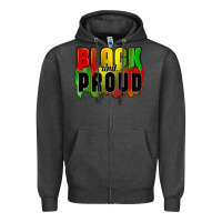 Charcoal Heather black and proud Zipper Hoodie - CowGirlArtShop