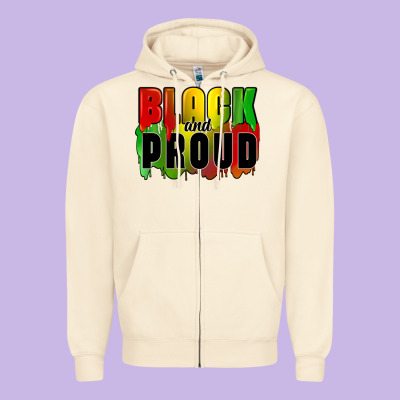 Black And Proud Zipper Hoodie Designed By Cowgirlartshop