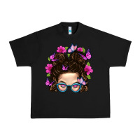 Black Messy Bun Mom With Butterfly Urban Heavy Tee - BundleAndBundleShop
