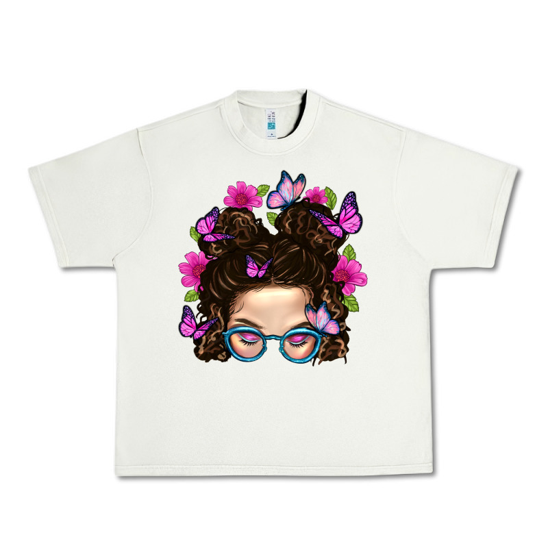 Messy Bun Mom With Butterfly Urban Heavy Tee by BundleAndBundleShop | Teevron