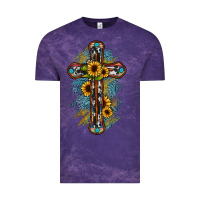 Cloud Purple cross Vintage Tee - JahusDesignShop