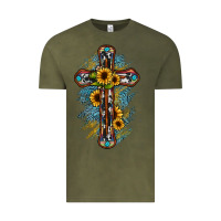 Vintage Olive cross Vintage Tee - JahusDesignShop