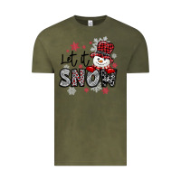 Vintage Olive let it snow sowman snowflake Vintage Tee - MaliasSmallBusiness