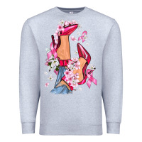 Heather Grey Cancer high heels Breast Cancer Premium Sweatshirt - FaDigitalArtStudio